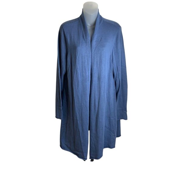 Chico's Longline Open Front Knit Cardigan Sweater Womens Size 3/XL/16 Light Blue - Picture 10 of 10